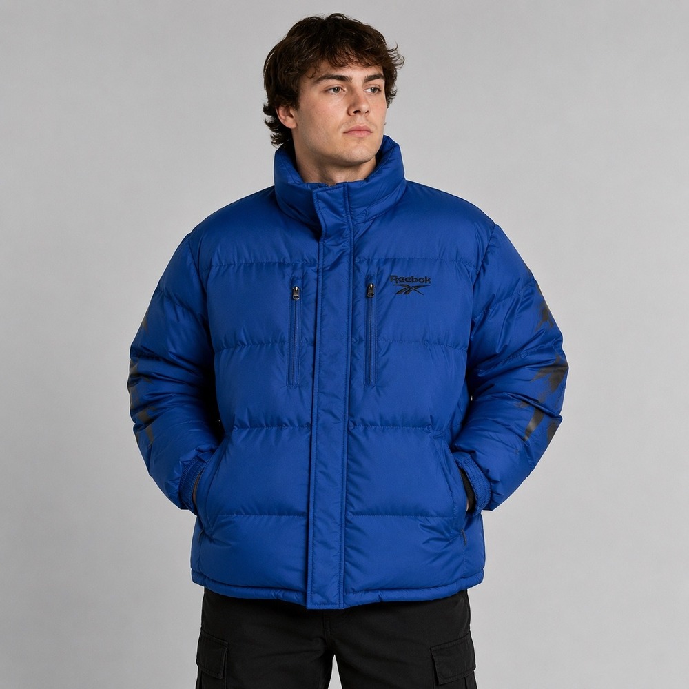 Reebok Jacket Mens 2XL Royal Blue Puffer Full Zip Quilted Parka Coat Oversized